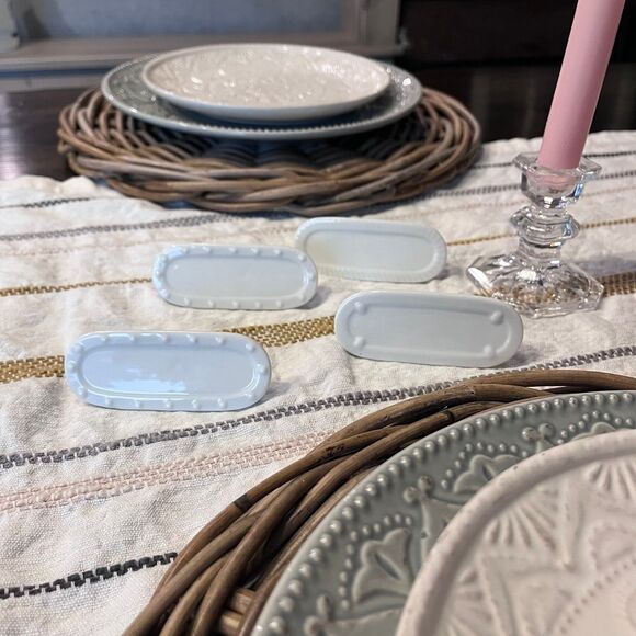 8 white porcelain place setting labels place cards new cottage tablescape - Picture 1 of 5